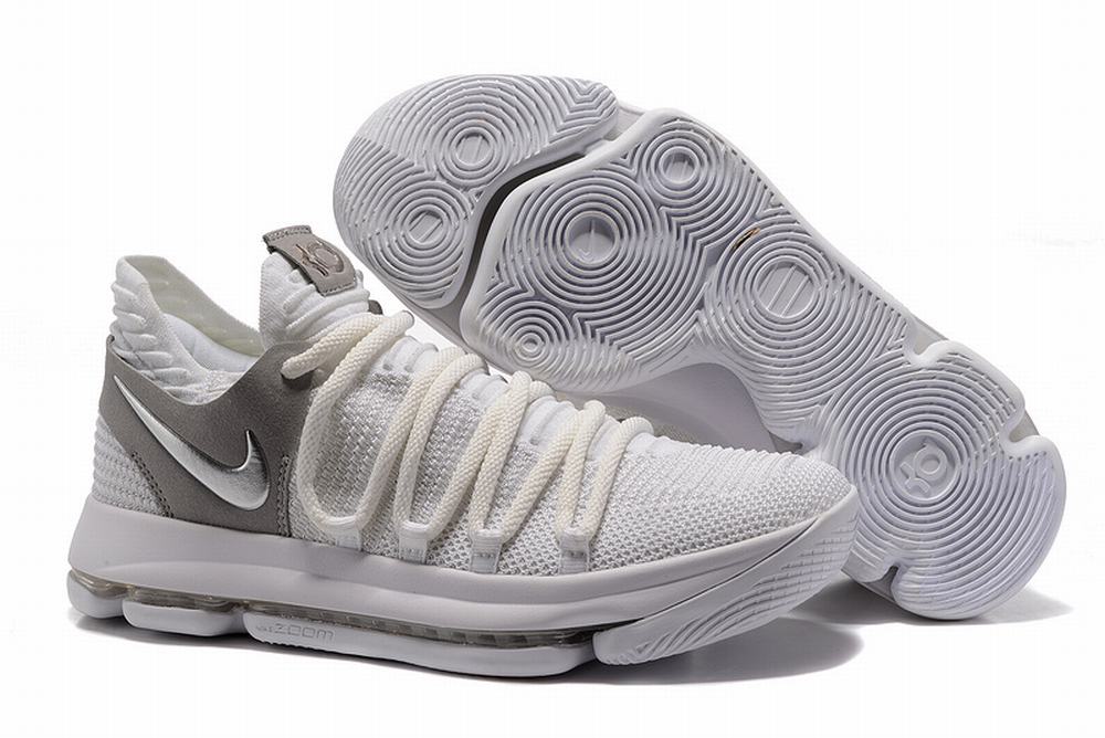 Nike KD 10 Shoes White Silver